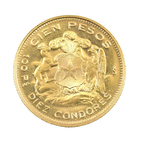 Moneda De Oro 21K 100 Pesos Chile Año 1962