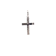 Colgante De Oro Blanco Rodinado 18K Cruz Tallada