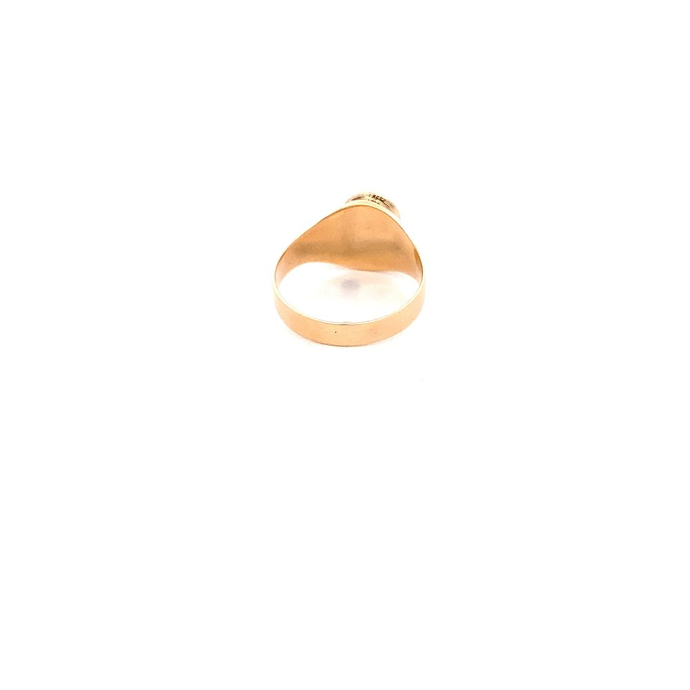 Anillo De Oro Rosado 18K Sello Liso Con Piedra