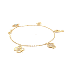 Pulsera De Oro Amarillo 18K Limada Con Colgantes Móviles