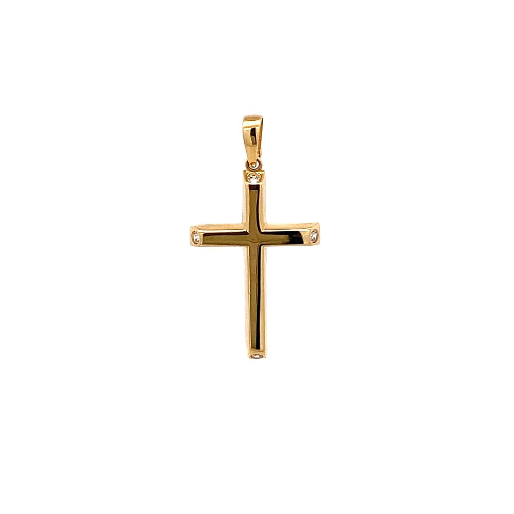 Colgante De Oro Amarillo 18K Cruz Con Piedras