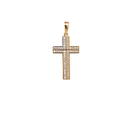 Colgante De Oro Amarillo 18K Cruz Con Piedras