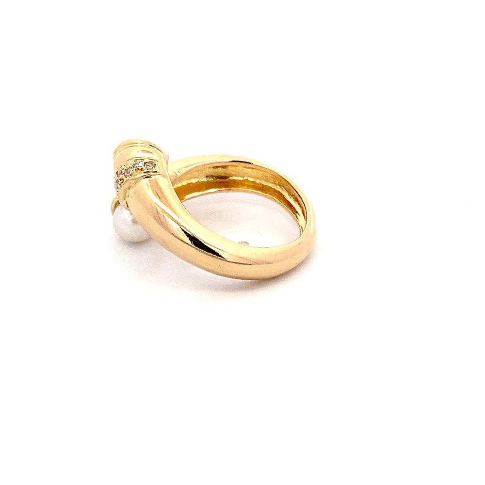 Anillo De Oro Amarillo 18K Espiral Con Piedra Y Perla