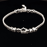 Pulsera De Plata 925 Limada Con Estrellas Centrales