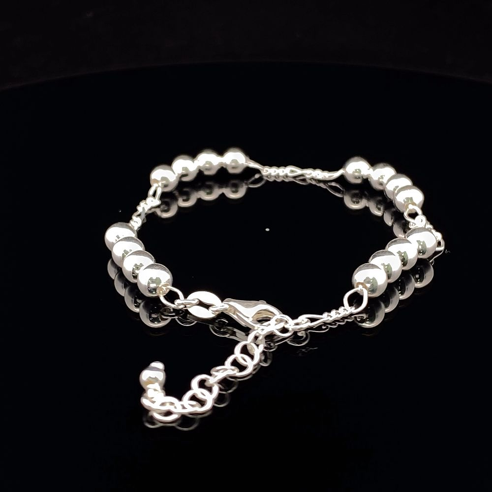 Pulsera De Plata 925 Limada Con Esferas Lisas 