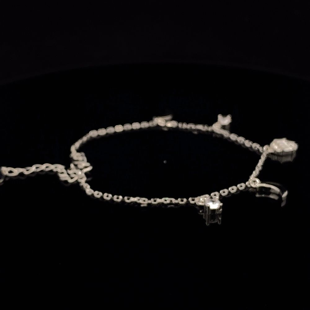 Pulsera De Plata 925 Limada Con Colgantes