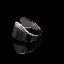 Anillo De Plata 925 Sello Cuadrado Liso 
