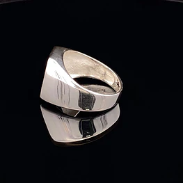 Anillo De Plata 925 Sello Cuadrado Con Piedra Negra