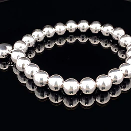 Pulsera De Plata 925 Esferas Corazón Colgante 