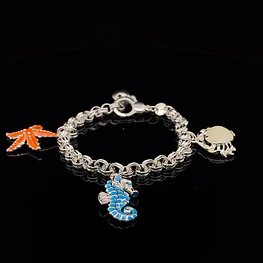 Pulsera De Plata 925 Rolo Con Colgantes De Mar