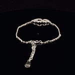 Pulsera De Plata 925 Limada Corazón Doble Con Piedras