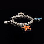 Pulsera De Plata 925 Rolo Con Colgantes De Mar