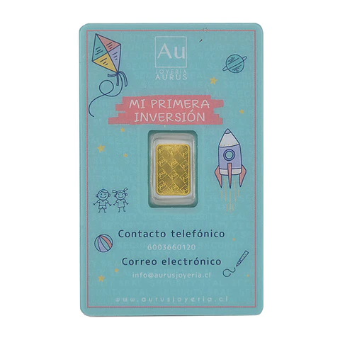 Barra De Oro 24K Mi Primera Inversión Celeste