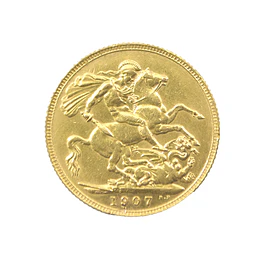 Moneda de Oro Sovereign Reino Unido Año 1907