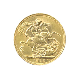 Moneda de Oro Sovereign Reino Unido Año 1912