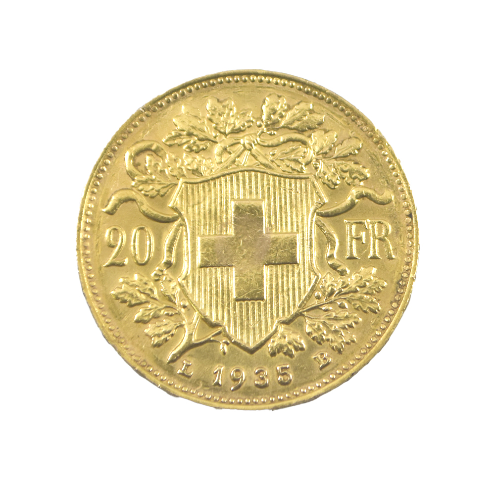 Moneda De Oro 20 Francos Suiza Año 1935