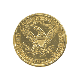 Moneda de Oro 5 Dólares Estados Unidos Año 1882