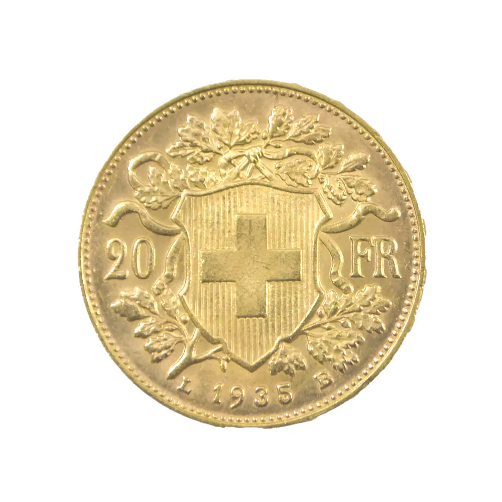 Moneda De Oro 20 Francos Suiza Año 1935