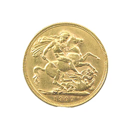 Moneda de Oro Sovereign Reino Unido Año 1907