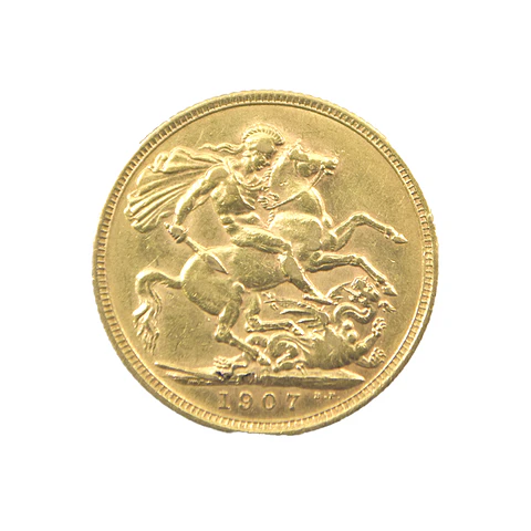 Moneda de Oro Sovereign Reino Unido Año 1907