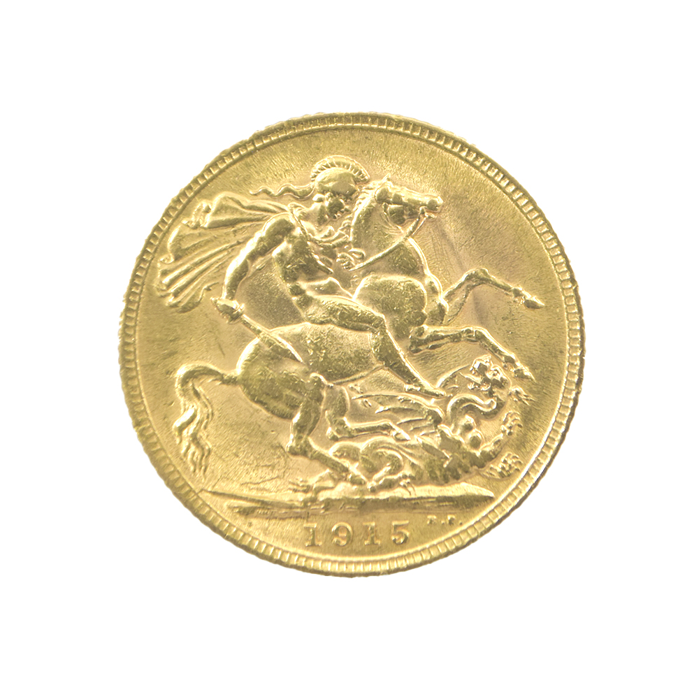 Moneda de Oro Sovereign de Reino Unido Año 1915