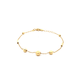 Pulsera De Oro Amarillo 18K Limada Con Esferas Talladas