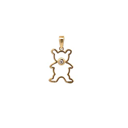Colgante De Oro Amarillo 18K Oso Calado Con Piedra Incolora