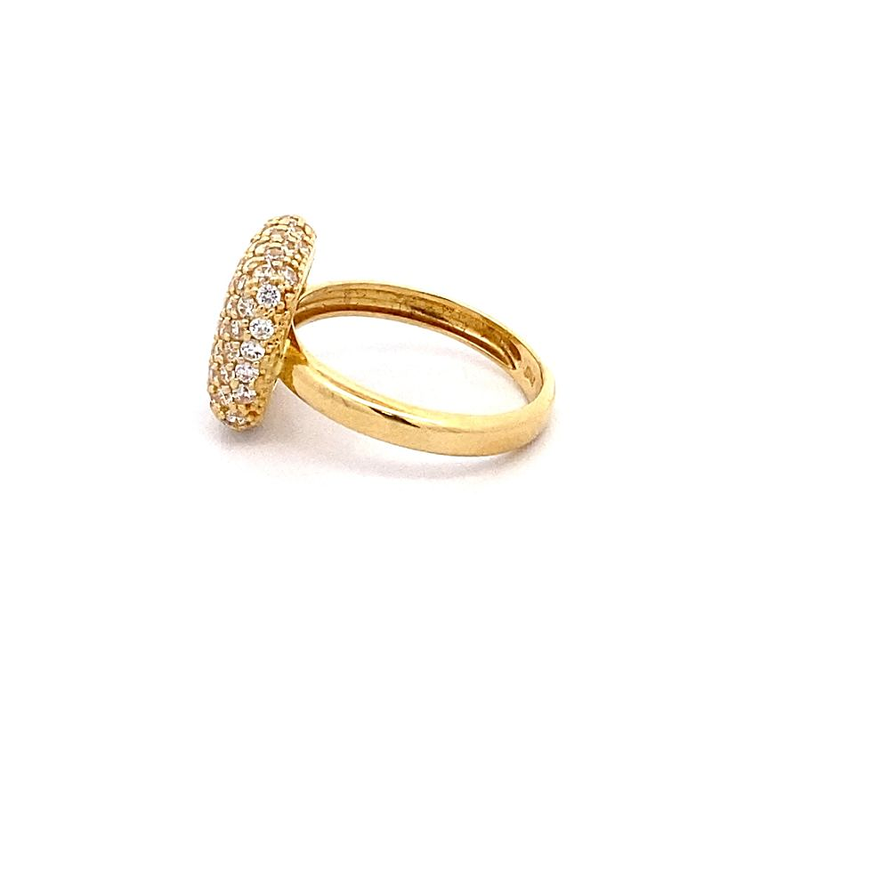 Anillo De Oro Amarillo 18K Cuadrado Con Piedras Incoloras