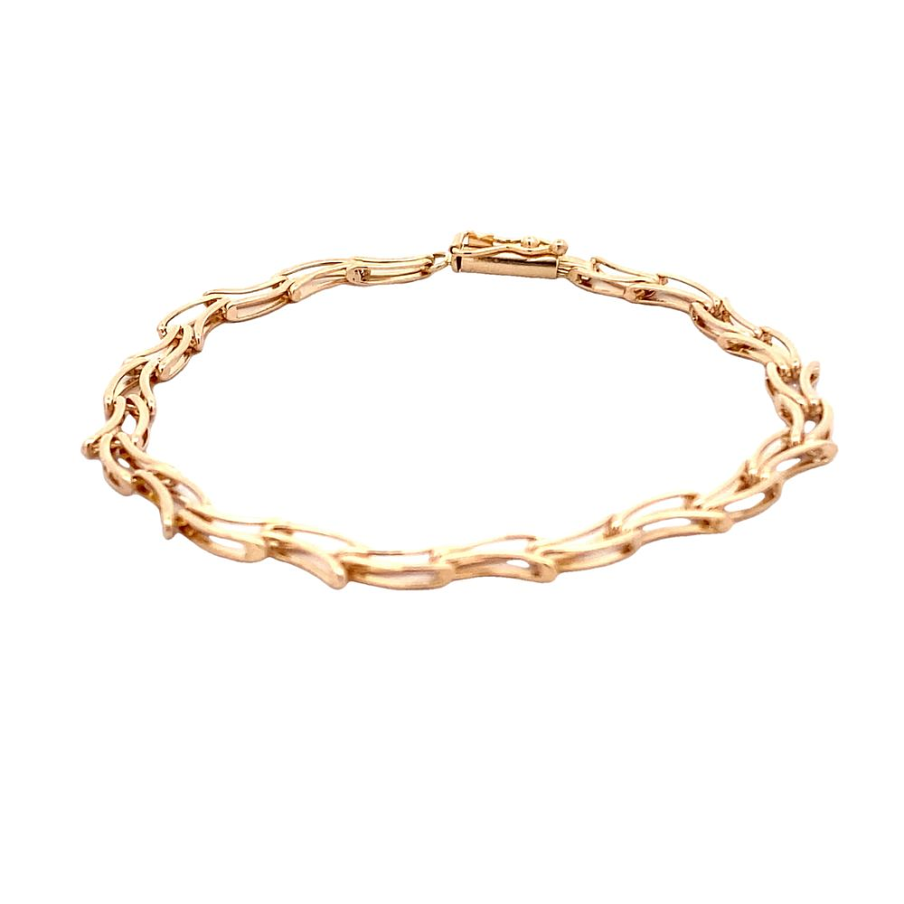 Pulsera De Oro Rosado 18K Eslabón Doble 