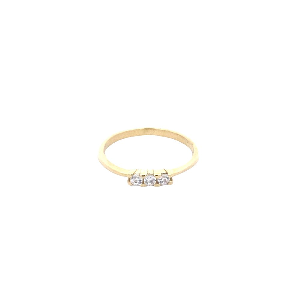 Anillo De Oro Amarillo 18K Tresillo Con Piedras