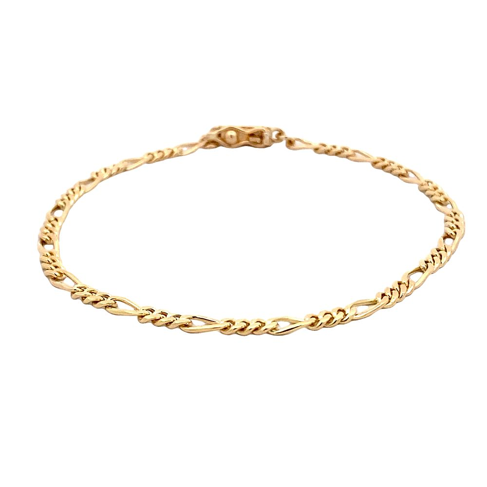 Pulsera De Oro Amarillo 18K Fígaro 3x1