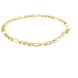 Pulsera De Oro Amarillo 18K Fígaro 3x1