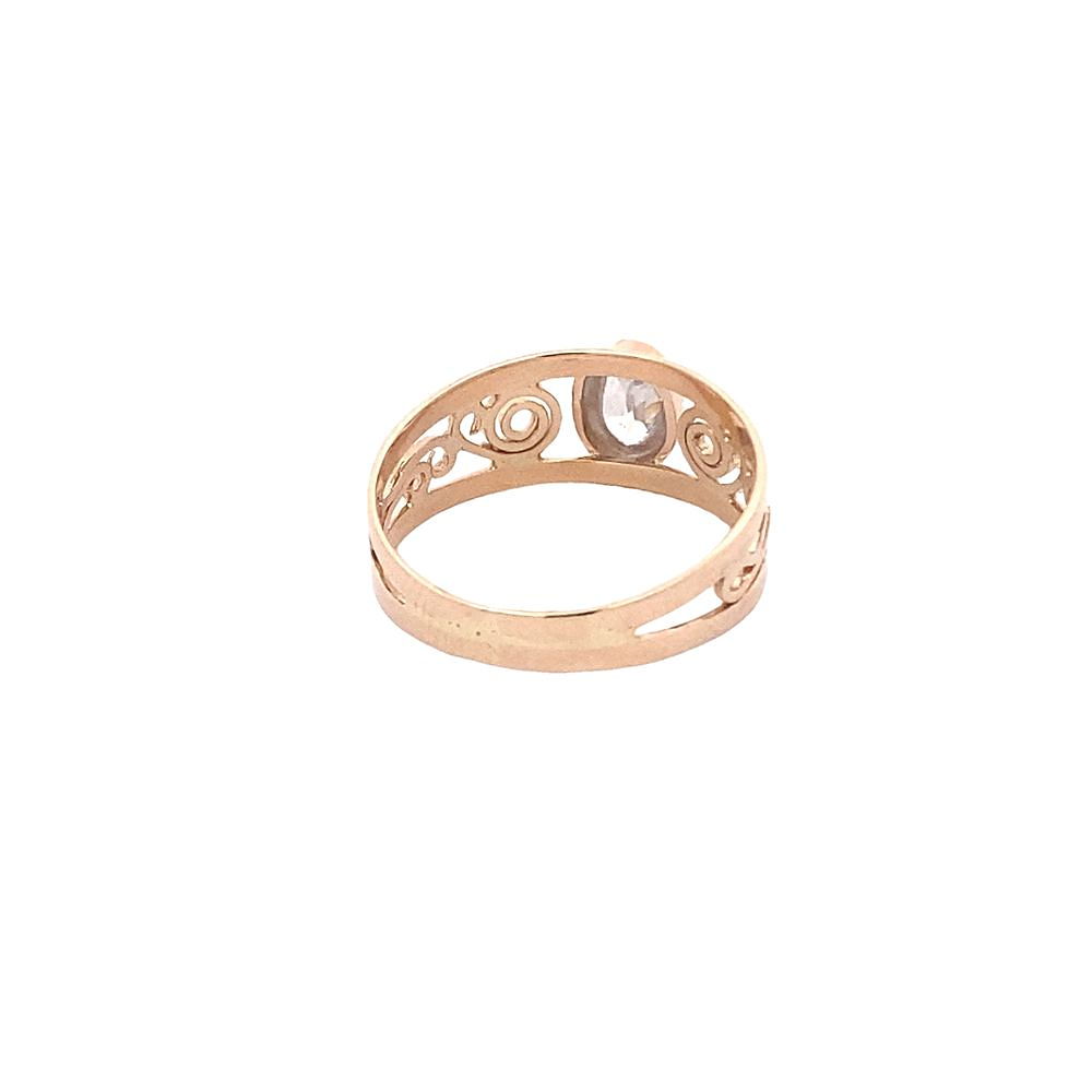 Anillo De Oro Amarillo 18K Solitario Calado Con Piedra 