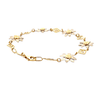 Pulsera De Dos Oro 18K Flores Con Espirales 