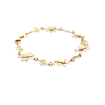 Pulsera De Dos Oro 18K Flores Con Espirales 