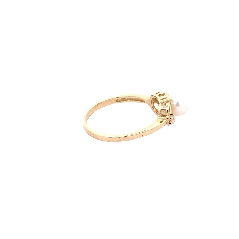 Anillo De Oro Amarillo 18K Calado Solitario Con Piedras Y Perla