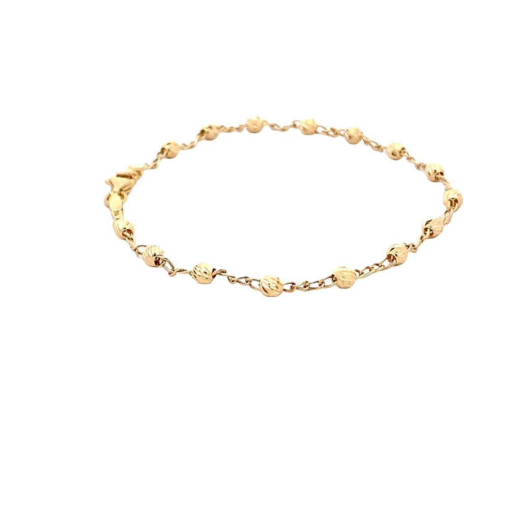 Pulsera De Oro Amarillo 18K Labrada con Esferas Talladas 