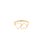 Anillo De Oro Amarillo 18K Corazones Doble Calado