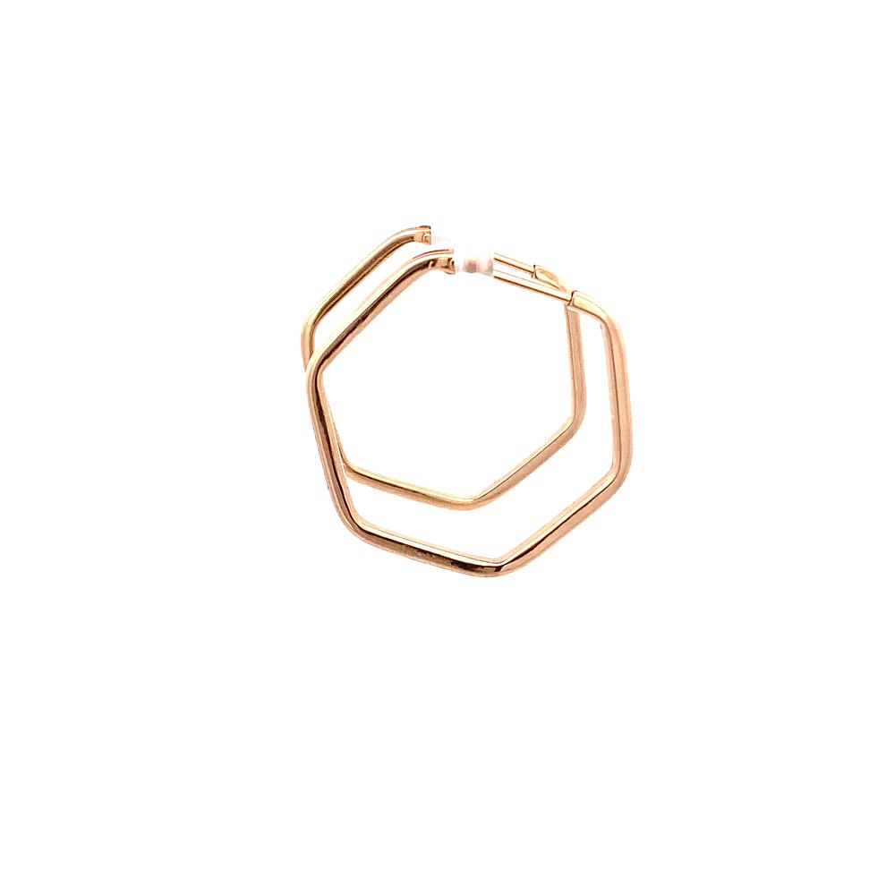 Aros De Oro Amarillo 18K Hexágonos Lisos