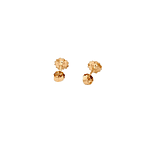 Aros De Oro Amarillo 18K Flor Tallado Con Piedra