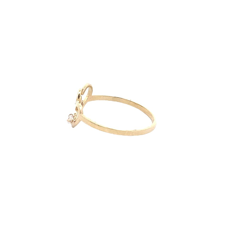 Anillo De Oro Amarillo 18K Corazones Doble Con Piedras 