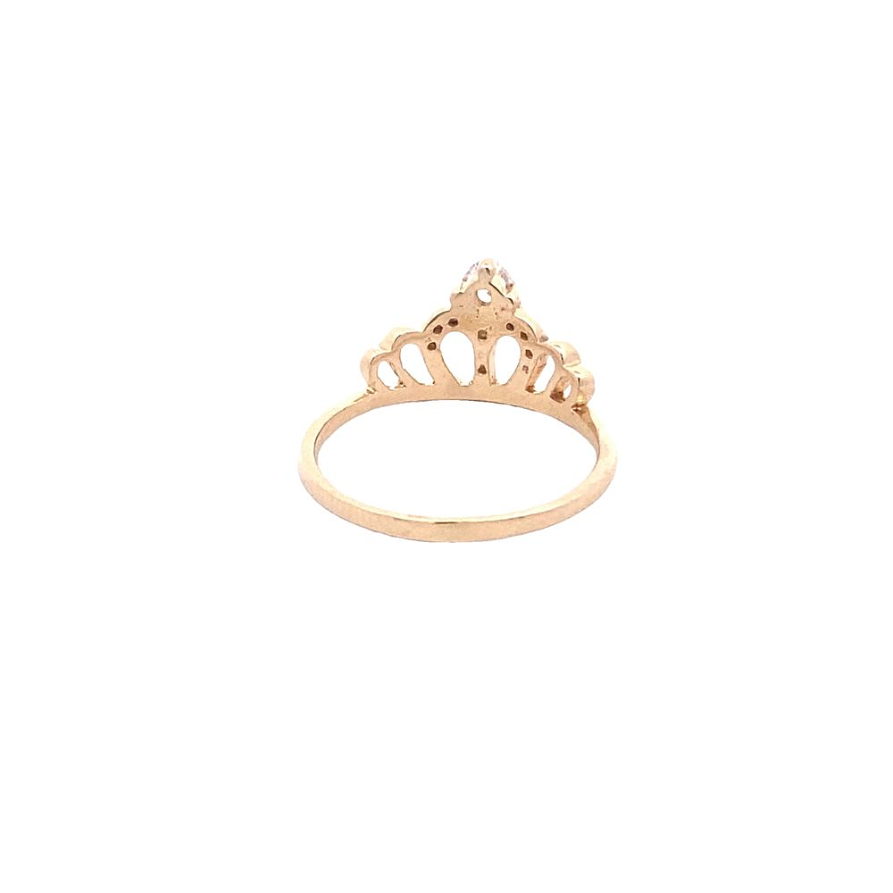 Anillo De Oro Amarillo 18K Corona Calada Con Piedra 