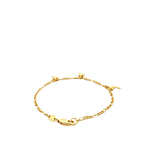 Pulsera De Oro Amarillo 18K Fígaro 3x1 Con Delfines