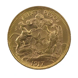 Moneda de Oro de 20 Pesos Chilenos (2 Cóndores) – Año 1917