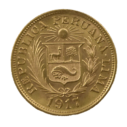 Moneda de Oro de 1 Libra de Perú – Año 1917