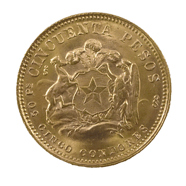 Moneda de Oro de 50 Pesos Chilenos (5 Cóndores) – Año 1971