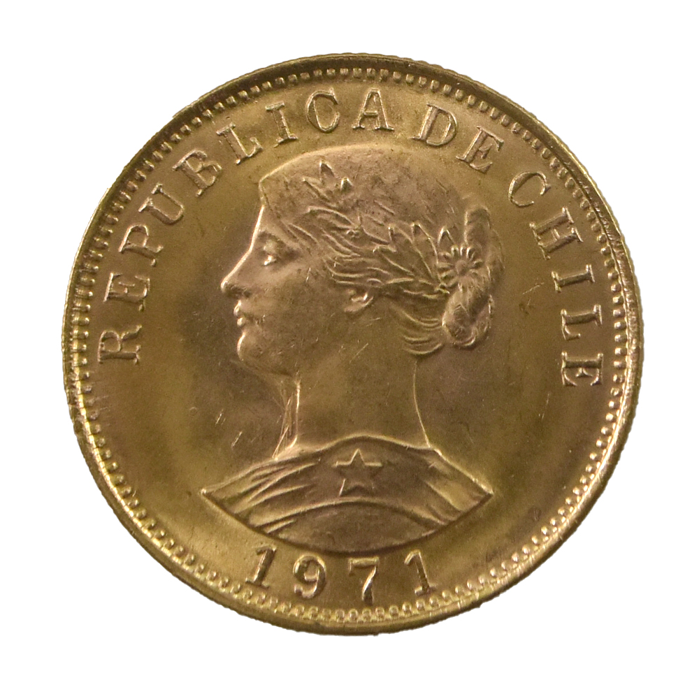 Moneda de Oro de 50 Pesos Chilenos (5 Cóndores) – Año 1971