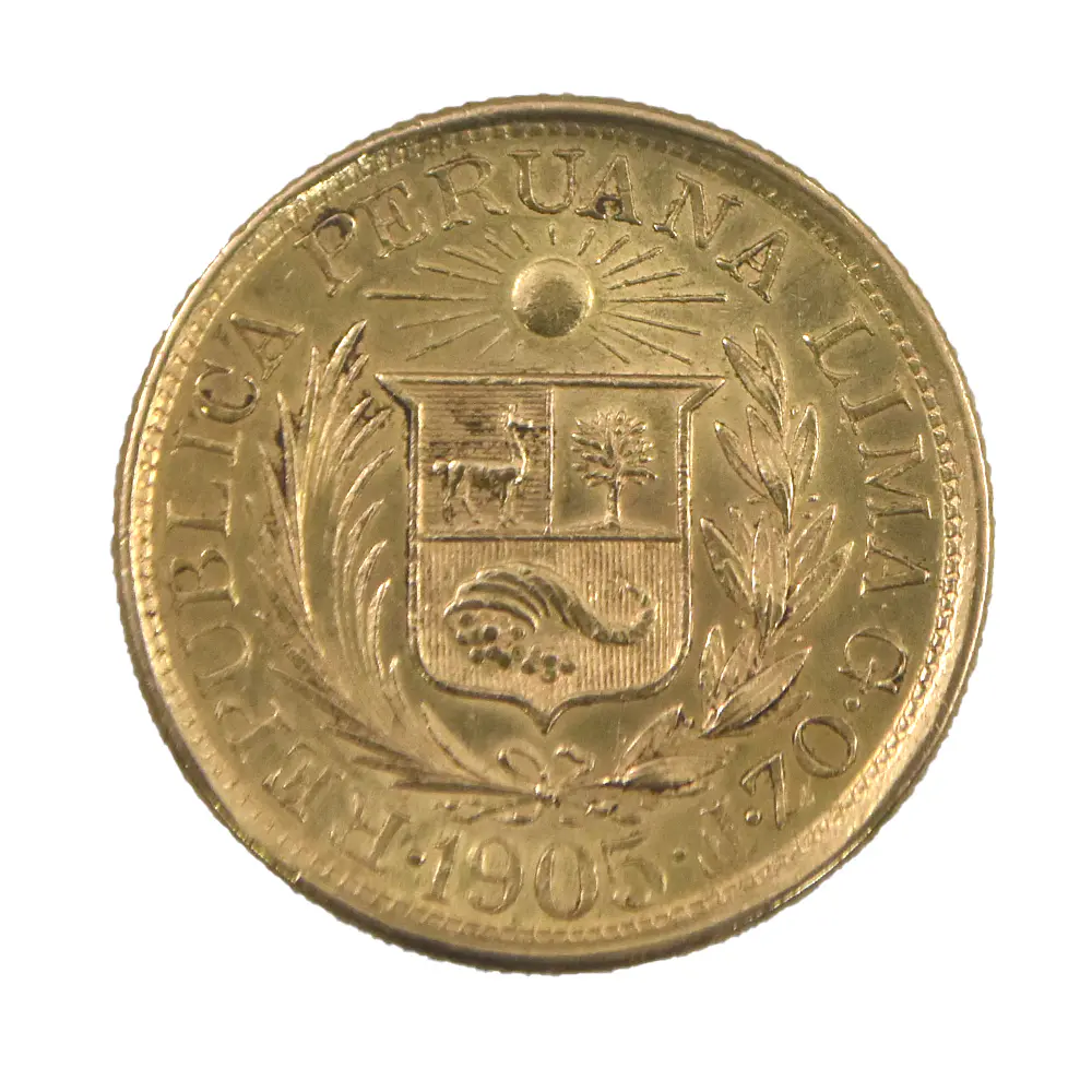 Moneda de Oro de 1 Libra de Perú – Año 1905