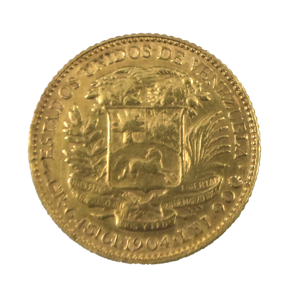 Moneda de Oro de 20 Bolívares de Venezuela – Año 1904