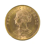 Moneda de Oro de 50 Pesos Chilenos (5 Cóndores) – Año 1974
